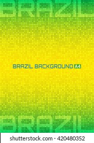 Abstract digital background using Brazil flag colors, a4 format.Abstract pixels vector template A4 size design, brochure, Web, page, leaflet, with Brazil colored geometric shapes. Brazil Banner 2016
