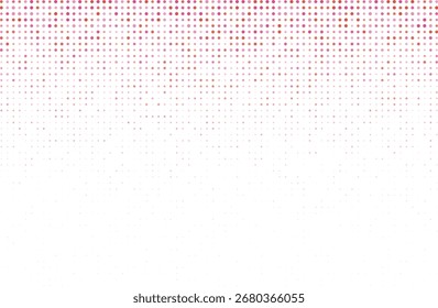 Abstract digital background with vibrant pink and red hexagonal dots fading into a dark black space, creating a modern technological pattern.