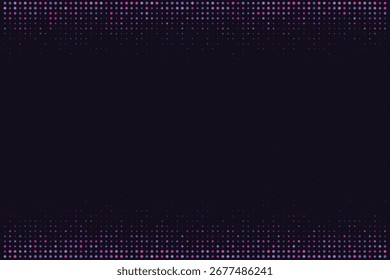 Abstractas fondo digital con vibrante púrpura y rosa desvaneciéndose hexagonal y circular patrón de puntos, creando un moderno efecto de degradado de pixel art sobre un fondo oscuro.