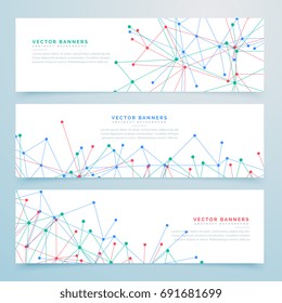 abstract digital banners set with wire mesh lines