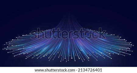 Abstract digital big data background, fiber optic network lines. Data flow visualization concept. 商業照片 © 