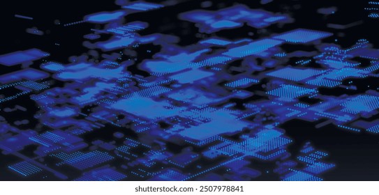 Abstract digital binary code flowing on dark background. Network connection structure. High information technology. Digital sci-fi background. Vector illustration.