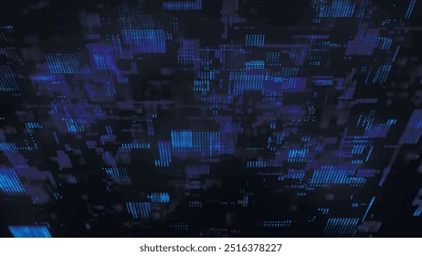 Abstract digital binary code flowing on dark background. Network connection structure. High information technology. Digital sci-fi background. Vector illustration.