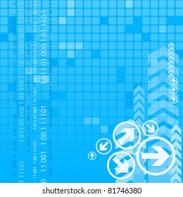 Abstract digital blue background with arrows