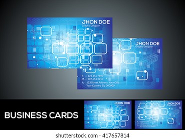 abstract digital blue business card vector illustration
