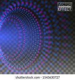 Abstract Digital of Blue Glowing Liquid Energy Around the Circle. Transparent Background Vector Illustration
