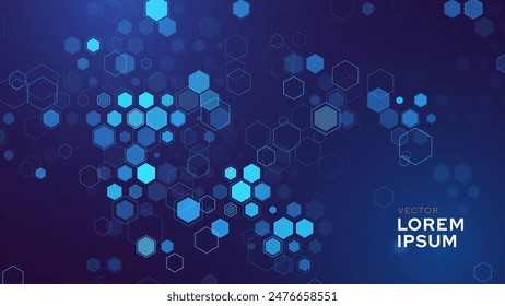 Abstract Digital Blue Hexagons Business or Science Background. Medical Research or Tech Innovation Online Webinar Presentation Event. Conference or Forum Vector Illustration Backdrop.