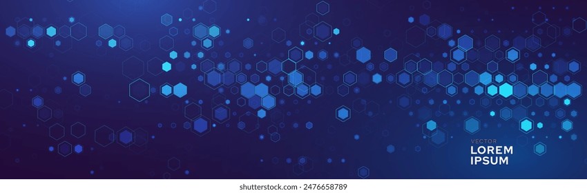 Abstract Digital Blue Hexagons Business or Science Background. Medical Research or Tech Innovation Online Webinar Presentation Event. Conference or Forum Vector Illustration Backdrop.