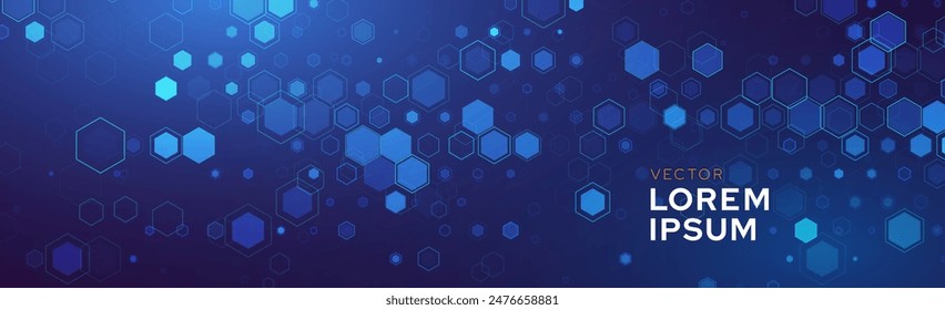 Abstract Digital Blue Hexagons Business or Science Background. Medical Research or Tech Innovation Online Webinar Presentation Event. Conference or Forum Vector Illustration Backdrop.