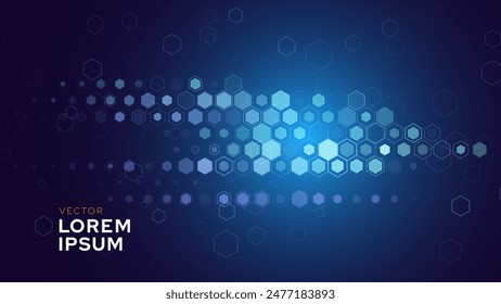 Abstract Digital Blue Hexagons Business or Science Background. Medical Research or Tech Innovation Online Webinar Presentation Event. Conference or Forum Vector Illustration Backdrop.