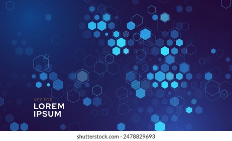 Abstract Digital Blue Hexagons Business or Science Background. Medical Research or Tech Innovation Online Webinar Presentation Event. Conference or Forum Vector Illustration Backdrop.