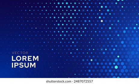 Abstract Digital Blue Hexagons Business or Science Background. Medical Research or Tech Innovation Online Webinar Presentation Event. Conference or Forum Vector Illustration Backdrop.