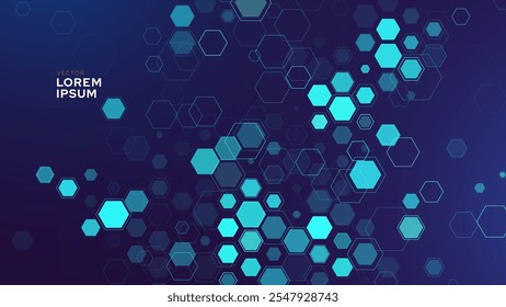 Abstract Digital Blue Hexagons Business or Science Background. Medical Research or Tech Innovation Online Webinar Presentation Event. Conference or Forum Vector Illustration Backdrop.