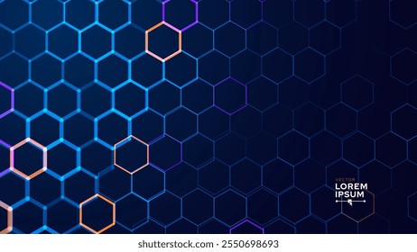 Abstract Digital Blue Hexagons Business or Science Background. Medical Research or Tech Innovation Online Webinar Presentation Event. Conference or Forum Vector Illustration Backdrop.