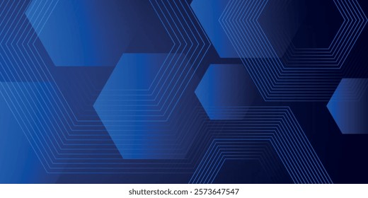 Abstract Digital Blue Hexagons Business or Science Background. Medical Research or Tech Innovation Online Webinar Presentation Event. Conference or Forum Vector Illustration Backdrop.