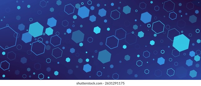 Abstract Digital Blue Hexagons Business or Science Background. Medical Research or Tech Innovation Online Webinar Presentation Event. Conference or Forum Vector Illustration Backdrop.