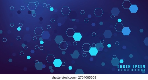 Abstrakter digitaler Hintergrund für blaue Sechsecke aus Wirtschaft oder Wissenschaft. Medical Research oder Tech Innovation Online Webinar Präsentationsveranstaltung. modern, vektor,