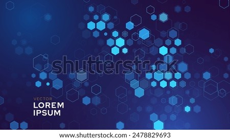 Abstract Digital Blue Hexagons Business or Science Background. Medical Research or Tech Innovation Online Webinar Presentation Event. Conference or Forum Vector Illustration Backdrop.
