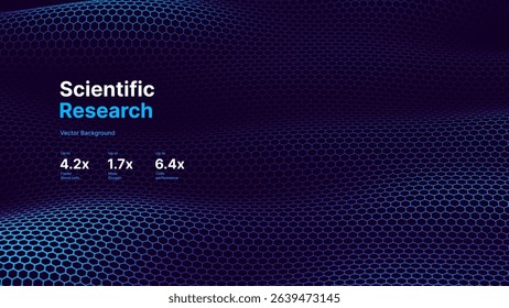 Abstract Digital Blue Hexagons Pattern Business or Science Research Background. Medical or Tech Innovation Online Webinar Presentation Event. Conference or Forum Vector Illustration Backdrop.