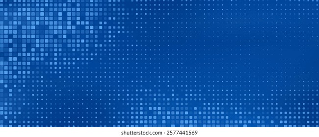 Abstract digital blue square particles background for business, finance, research, tech and science