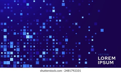 Abstract Digital Blue Tech Pixels Business or Science Background. Medical Research or Tech Innovation Online Webinar Presentation Event. Conference or Forum Vector Illustration Backdrop.