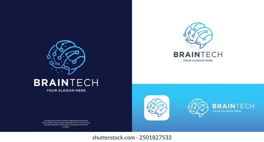 Abstract Digital Brain tech Logo Design for your business company identity.