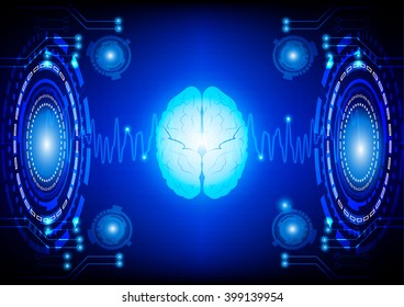 Abstract digital brain technology concept background vector