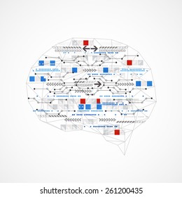 Abstract digital brain,technology concept. Vector