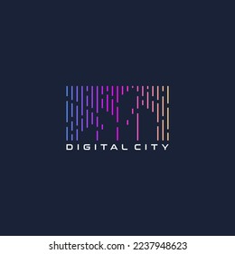 abstract digital building logo vector