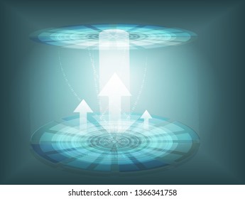 Abstract digital business science background concept,Technology circuit circle modern network communication connection graphic,vector art and illustration.arrow point to target,blue color backdrop.