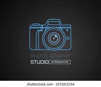 abstract digital camera icon outline front view. This vector graphic representation tool for taking photos & videos icon vector Illustration eps 10