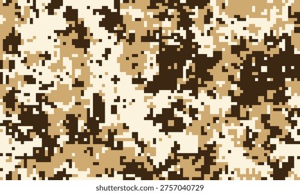 Abstract digital camouflage pattern in beige, brown, and offwhite.  Perfect for backgrounds, textures, or fabric designs.