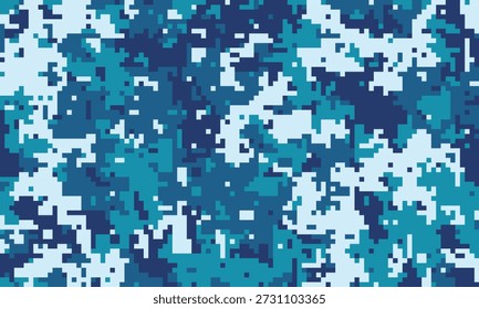 Abstract digital camouflage pattern in cool blues and whites.  Perfect for backgrounds, textiles, or tech designs.  Seamless repeat tileable texture evokes a sense of mystery and concealment.
