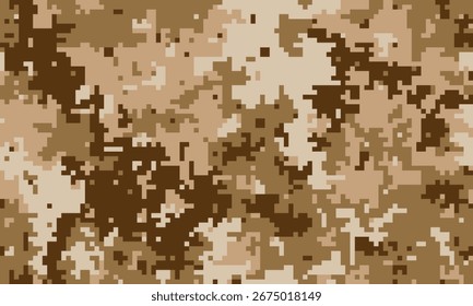 Abstraktes digitales Tarnmuster in Wüstentönen.  Ideal für Hintergründe, Textilien oder militärische Designs.