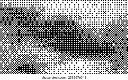 Abstract digital camouflage pattern with dynamic pixelation in black and white offering a versatile background for technology and design projects