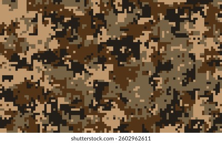 Abstract digital camouflage pattern in earthy tones.  Perfect for backgrounds, textiles, or militarythemed designs.