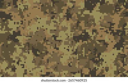 Padrão de camuflagem digital abstrato em tons de terra.  Perfeito para fundos, texturas, ou projetos militarythemed.  Este design pixelado oferece uma estética moderna e versátil para vários projetos.