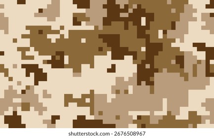 Padrão de camuflagem digital abstrato em tons de terra.  Ideal para fundos, têxteis, ou projetos de temática militar.