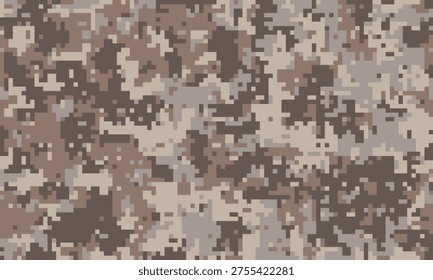 Abstract digital camouflage pattern.  Earthy tones blend seamlessly, perfect for backgrounds, textiles, or militarythemed designs.  Creates a sense of concealment and mystery.