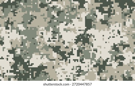 Padrão de camuflagem digital abstrato.  Tons neutros se misturam perfeitamente para uso versátil em projetos de design, planos de fundo ou texturas.