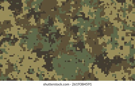 Abstract digital camouflage pattern.  Perfect for backgrounds, textiles, or militarythemed designs.  Earthy tones blend seamlessly for a versatile, textured look.