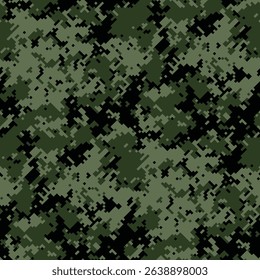 Abstract digital camouflage pattern.  Perfect for backgrounds, textiles, or militarythemed designs.  The pixelated texture creates a sense of concealment and mystery.