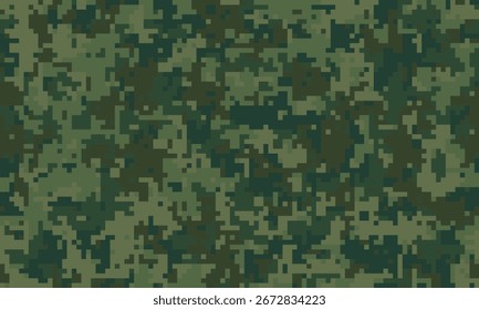 Abstractas patrón de camuflaje digital.  Perfecto para fondos, texturas o diseños de temática militar.  Los verdes y marrones terrosos crean un efecto pixelado sin fisuras.