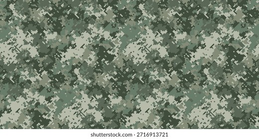 Abstractas patrón de camuflaje digital.  Perfecto para fondos, diseño textil o proyectos de temática militar.  Los verdes y grises apagados crean una estética versátil y moderna.