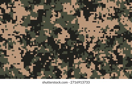 Abstractas patrón de camuflaje digital.  Perfecto para fondos, texturas o diseños de temática militar.  El diseño pixelado crea una sensación de ocultación y mezcla estratégica.