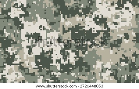 Abstract digital camouflage pattern.  Perfect for backgrounds, textiles, or militarythemed designs.  The pixelated texture creates a sense of concealment and mystery.