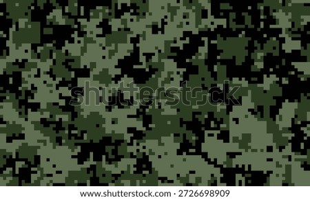 Abstract digital camouflage pattern.  Perfect for backgrounds, textiles, or militarythemed designs.  The pixelated texture creates a sense of mystery and concealment.