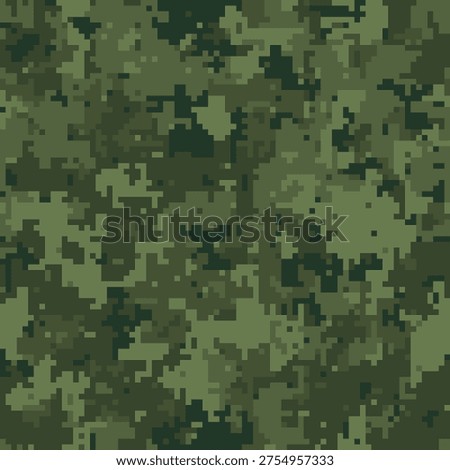 Abstract digital camouflage pattern.  Perfect for backgrounds, textiles, or militarythemed designs.  The pixelated texture creates a sense of concealment and mystery.