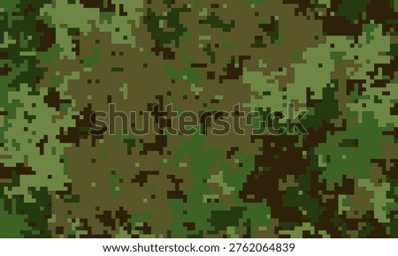 Abstract digital camouflage pattern.  Perfect for military, tactical, or outdoor themed designs.  Earthy tones and pixelated texture create a sense of concealment and mystery.