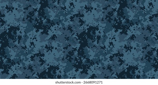 Abstractas patrón de camuflaje digital en tonos de azul.  Perfecto para fondos, textiles o diseños de temática militar.  Evoca una sensación de misterio y ocultación.
